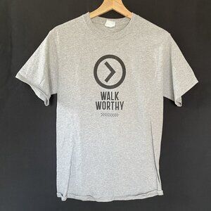 Moody Bible Institute Walk Worthy t-shirt short sleeved gray cotton size S